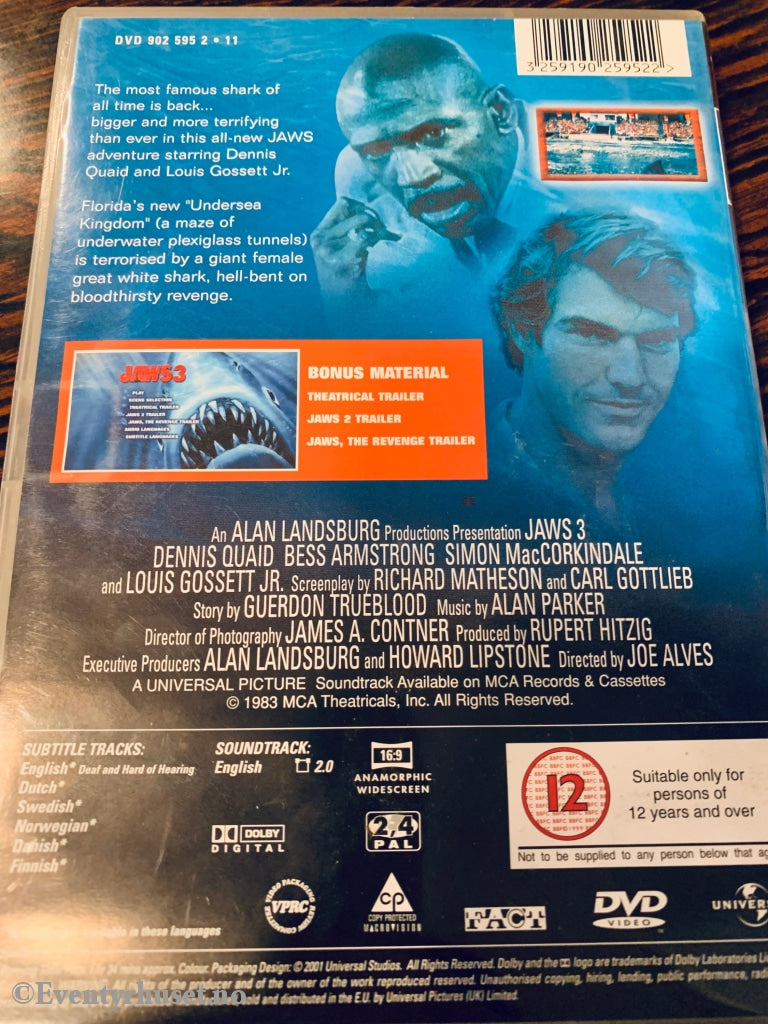 Jaws 3 (Haisommer 3). 1983. Dvd. Dvd