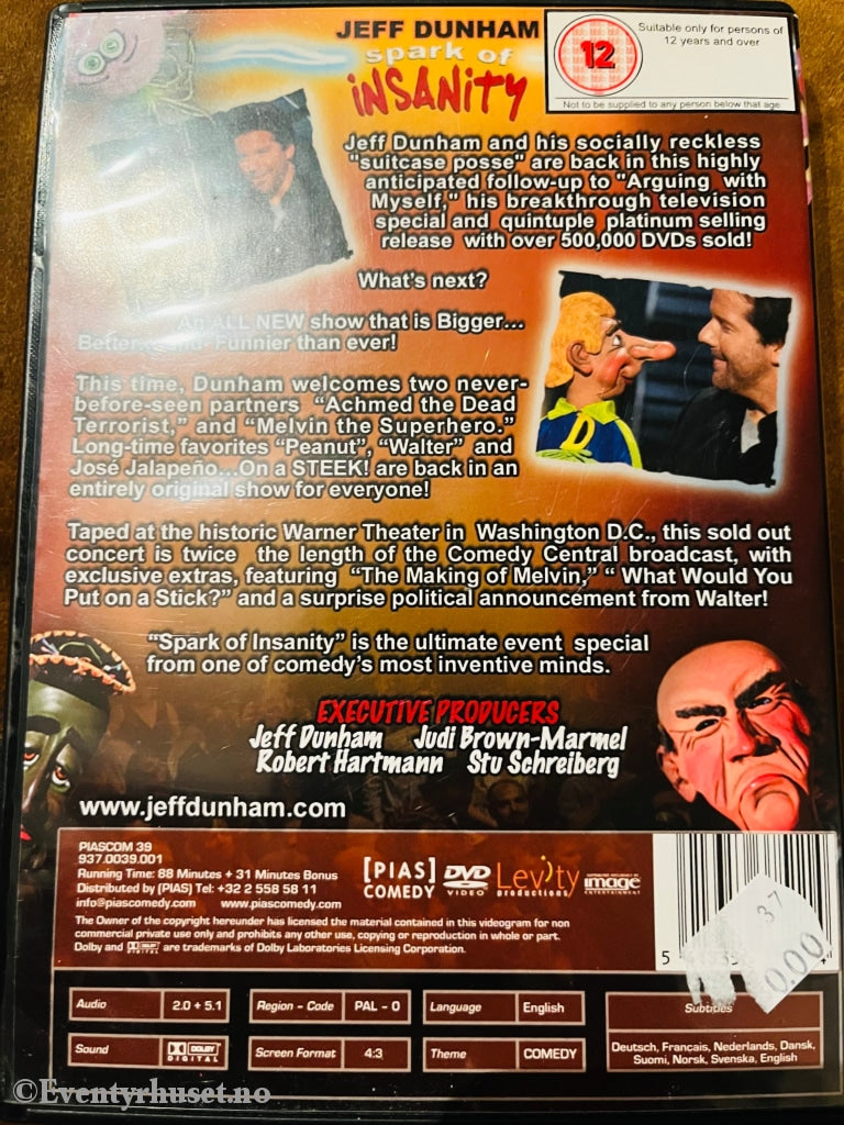 Jeff Dunham - Spark Of Insanity. Dvd. Norsk Tekst. Dvd