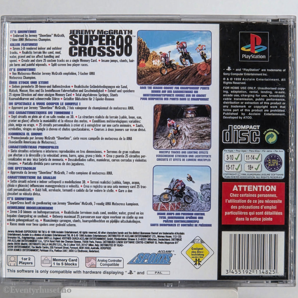 Jeremy McGrath Super Cross 98 . PS1.