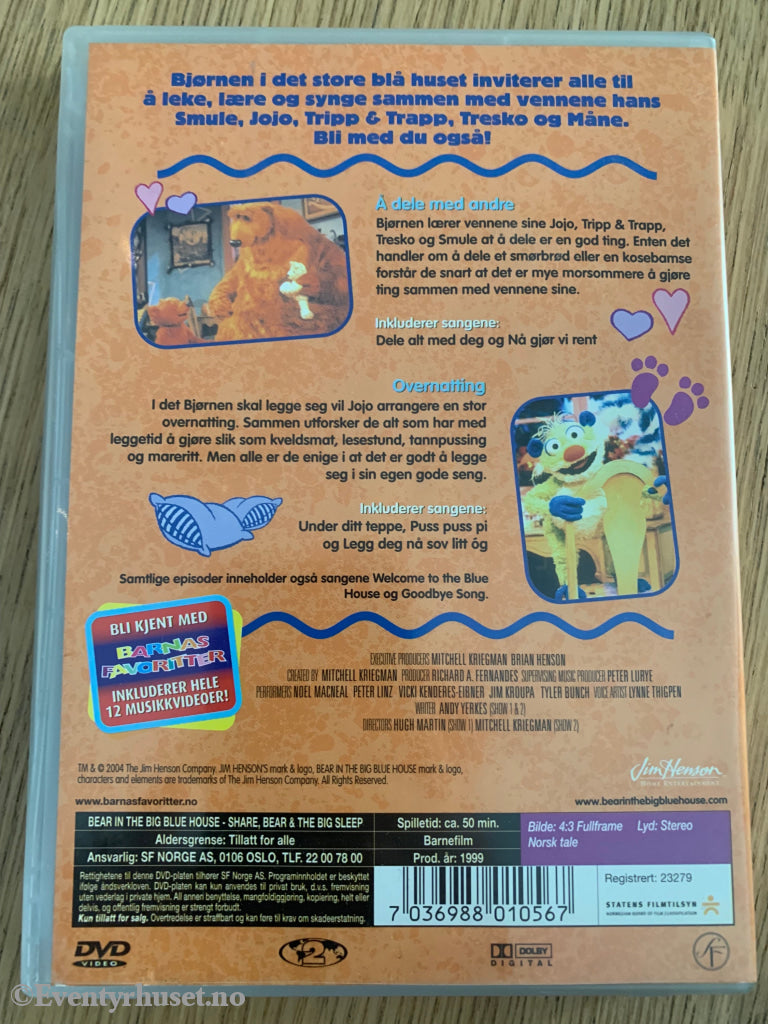 Jim Hensons Bjørnen I Det Store Blå Huset. 1999. Å Dele Med Andre & Overnatting. Dvd. Dvd