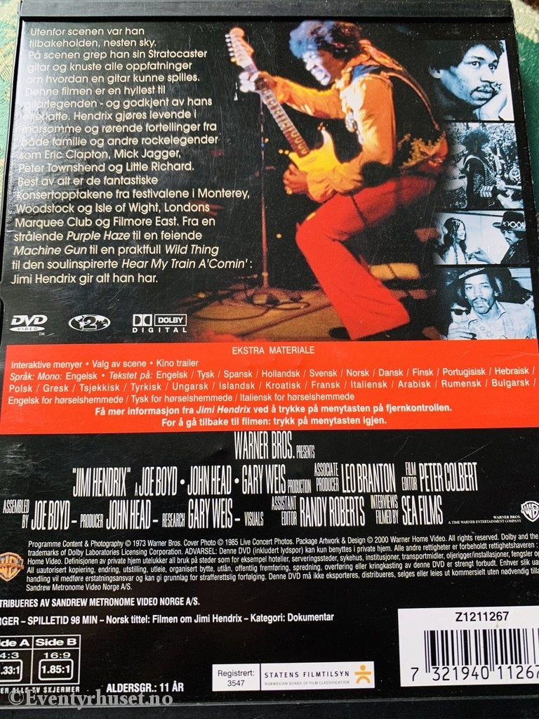 Jimi Hendrix. 1985. Dvd Snapcase.