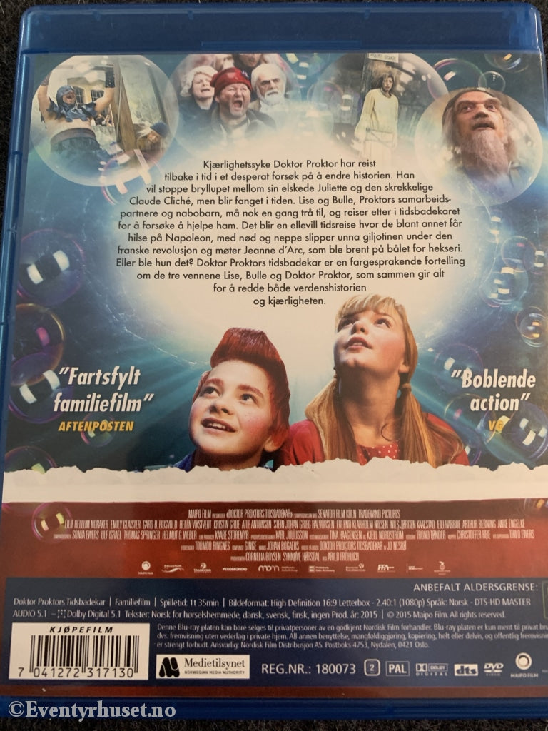 Jo Nesbøs Doktor Proktors Tidsbadekar. 2015. Blu-Ray. Blu-Ray Disc