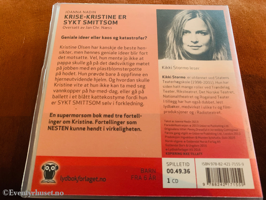 Joanna Nadin. Krise-Kristine er sykt smittsom. 2012. Lydbok på CD.