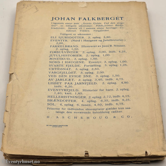 Johan Falkberget, 1907. De svarte fjelde. Bok.