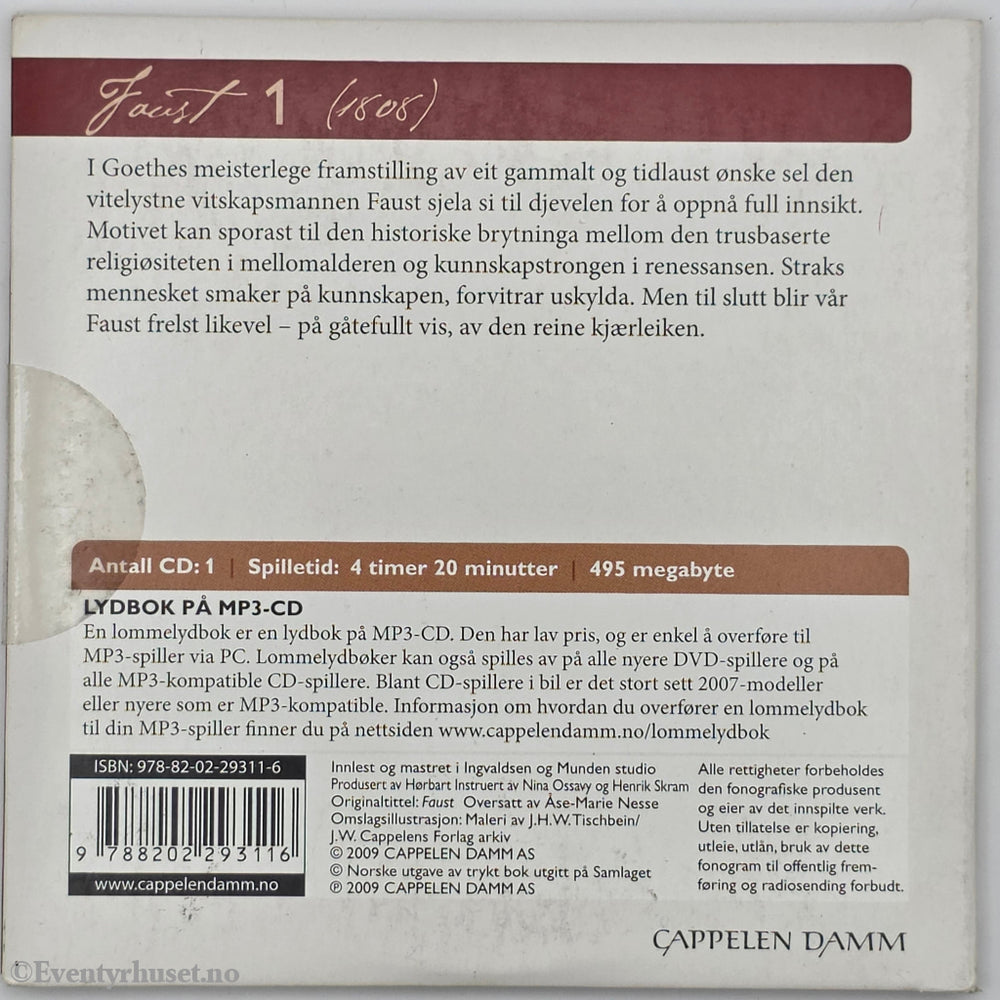 Johann W. von Goethe. 1808. Faust del 1. Lydbok på CD.
