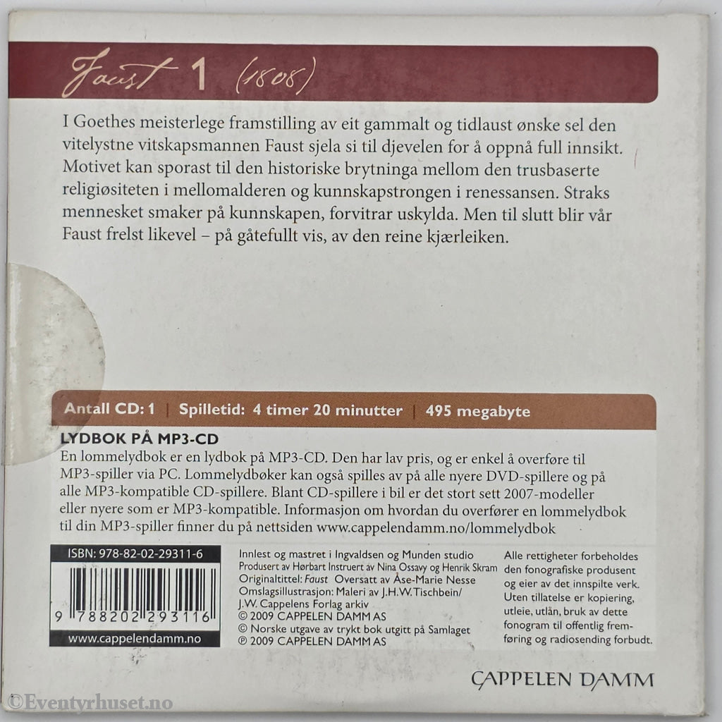 Johann W. von Goethe. 1808. Faust del 1. Lydbok på CD.