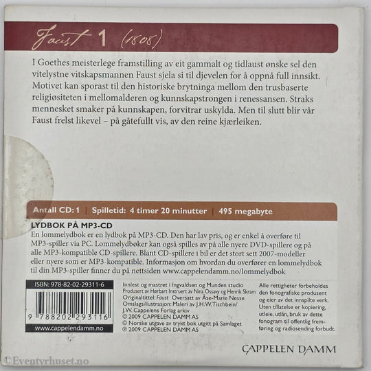 Johann W. von Goethe. 1808. Faust del 1. Lydbok på CD.
