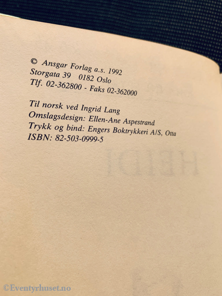Johanna Spyri. 1992. Heidi. Fortelling