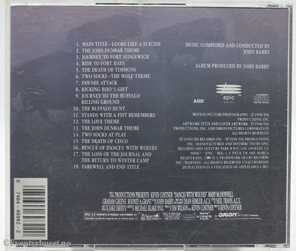 John Barry, 1990, Dances With Wolves (Original Motion Picture Soundtrack). CD.