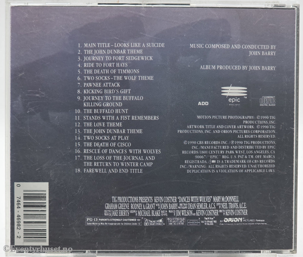 John Barry, 1990, Dances With Wolves (Original Motion Picture Soundtrack). CD.