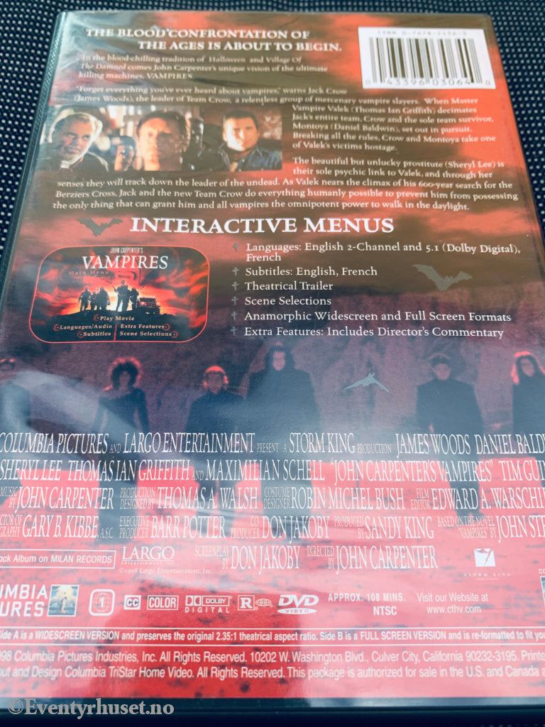 John Carpenter's Vampires (1998). DVD.
