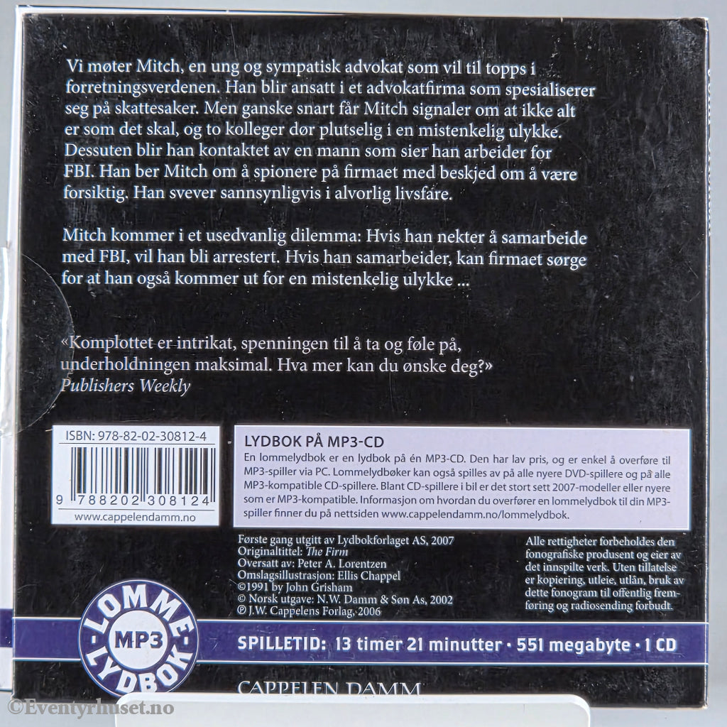 John Grisham 1991 Firmaets mann. Lydbok på CD.