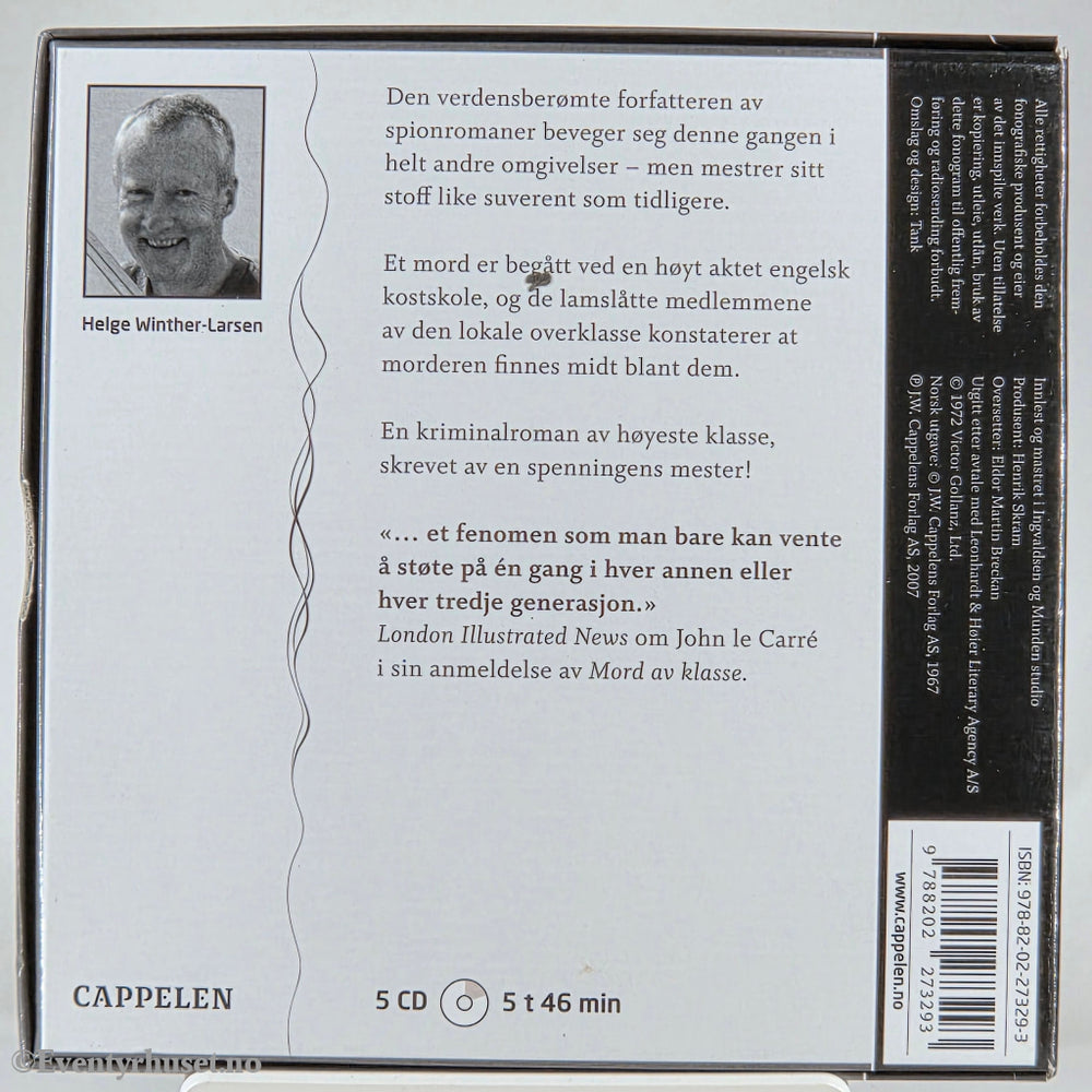 John le Carré 1996 Mord av klasse. Lydbok på CD.