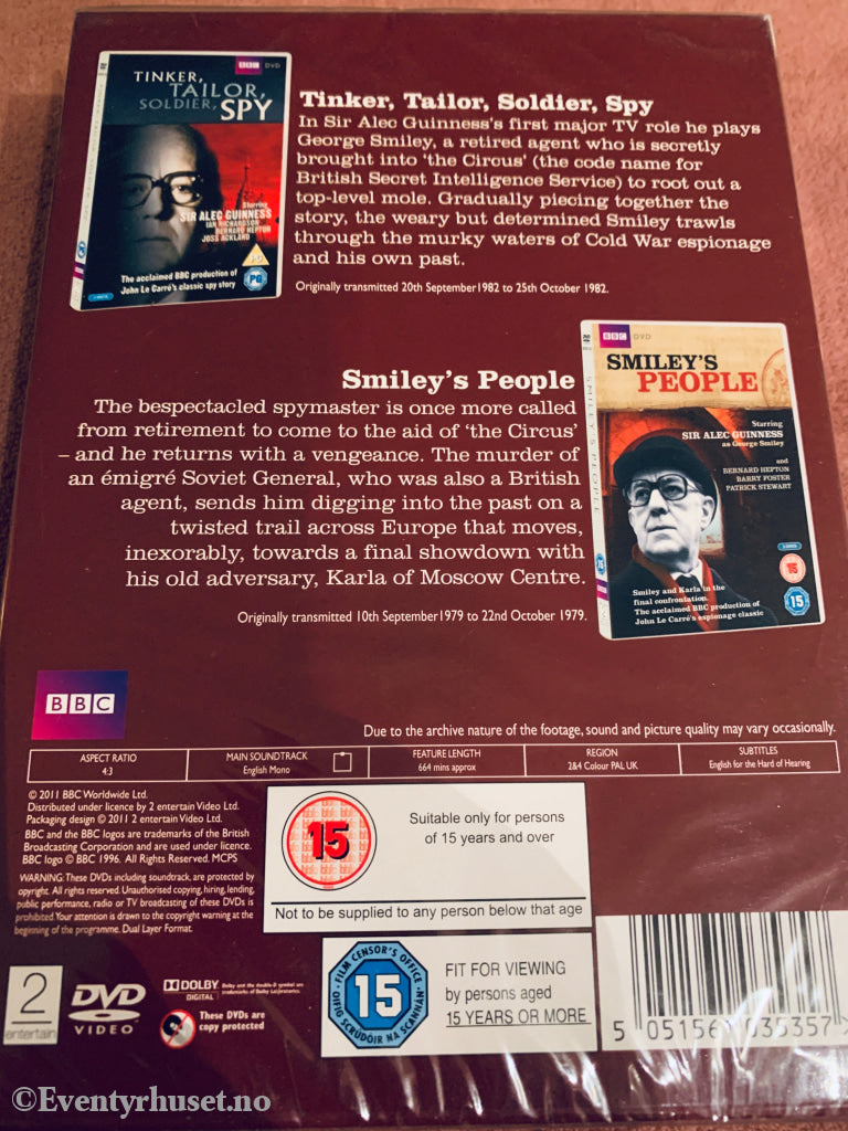 John le Carré. Tinker, Tailor, Soldier, Spy / Smiley's People. DVD samleboks. Ny i plast!