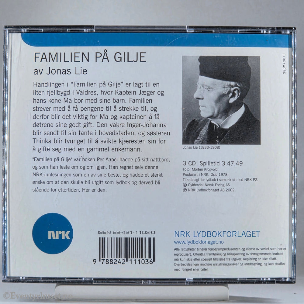 Jonas Lie / Per Aabel 1958 Familien på Gilje. Lydbok på CD.