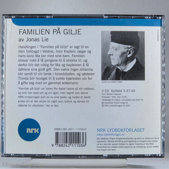 Jonas Lie / Per Aabel 1958 Familien på Gilje. Lydbok på CD.