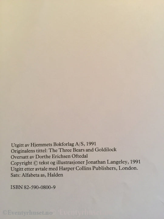 Jonathan Langley. 1991. Gullhår Og De Tre Bjørnene. Eventyrbok