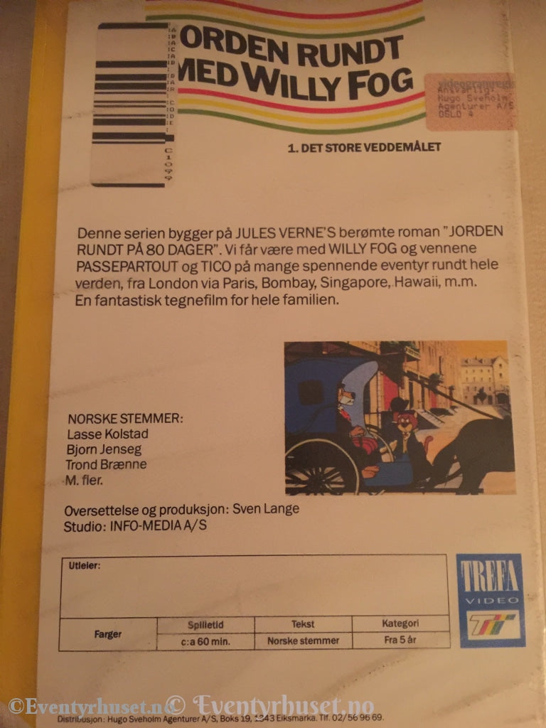 Jorden Rundt Med Willy Fog. Vhs Big Box.