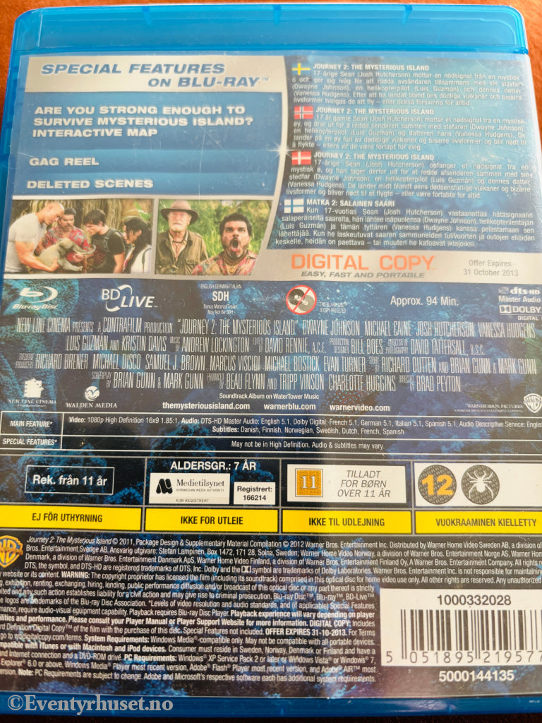 Journey 2: The Mysterious Island. Blu-ray Disc.