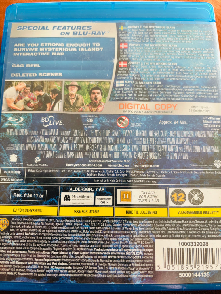 Journey 2: The Mysterious Island. Blu-ray Disc.
