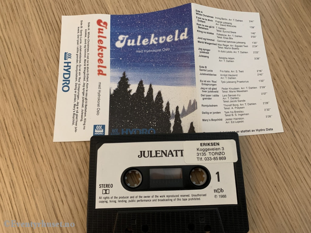 Julekveld Med Hydro-Koret Oslo. 1988. Kassett. Kassett (Mc)