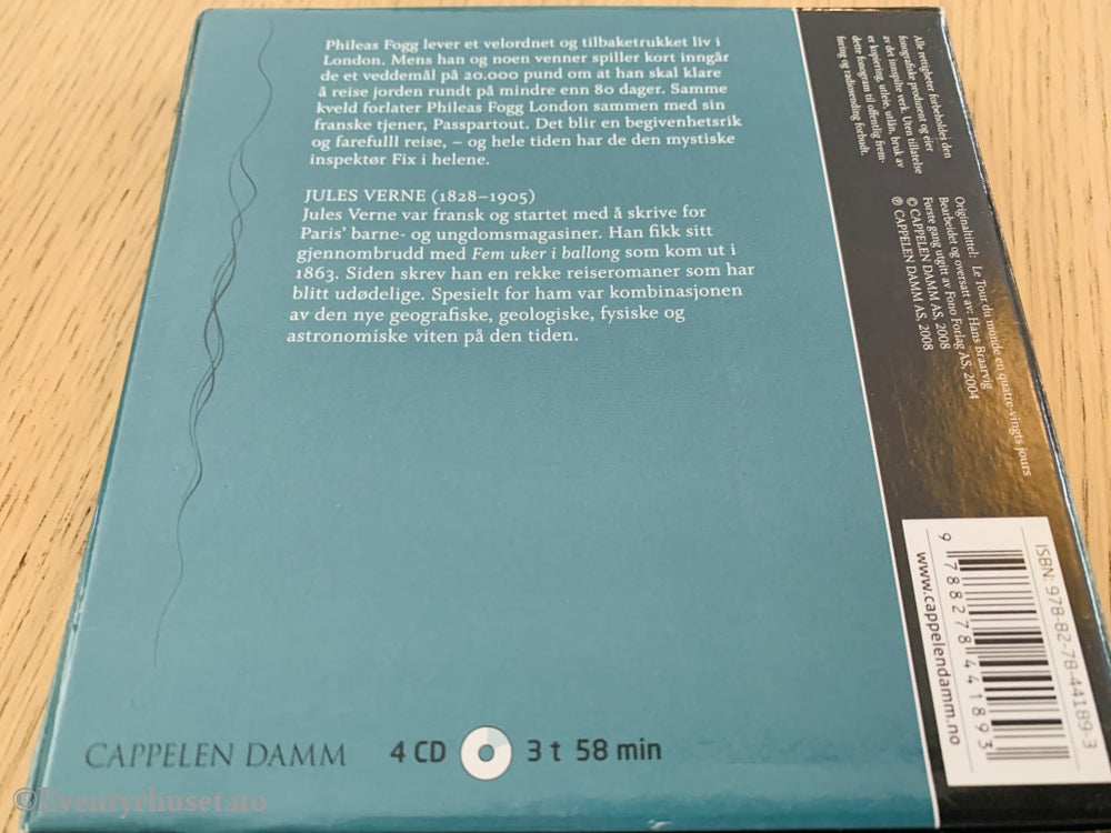 Jules Verne. Jorden Rundt På 80 Dager. Lydbok 4 Cd.