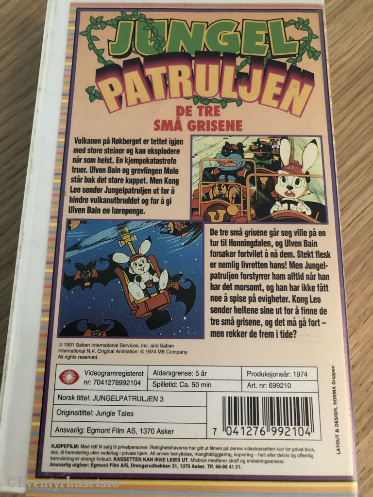 Jungelpatruljen 3. De Tre Små Grisene. 1974. Vhs. Vhs