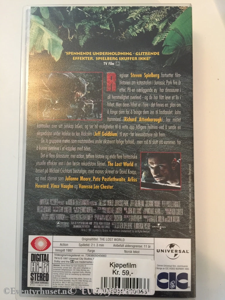 Steven Spielberg. 1997. Jurassic Park - Den Tapte Verden. Vhs. Vhs