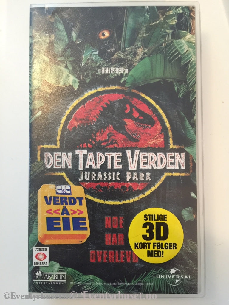 Steven Spielberg. 1997. Jurassic Park - Den Tapte Verden. Vhs. Vhs