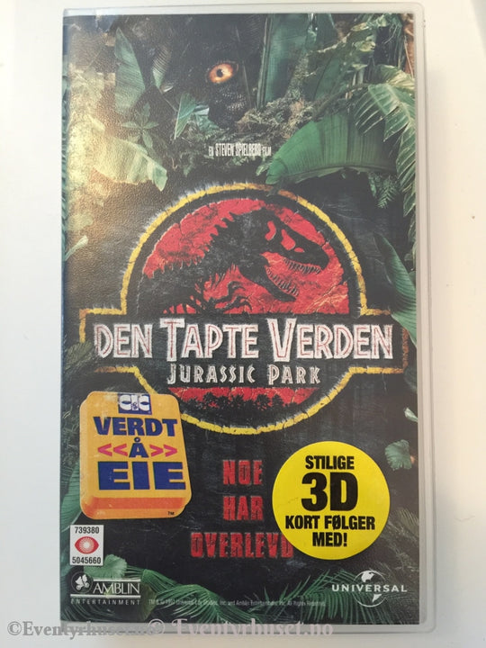 Steven Spielberg. 1997. Jurassic Park - Den Tapte Verden. Vhs. Vhs