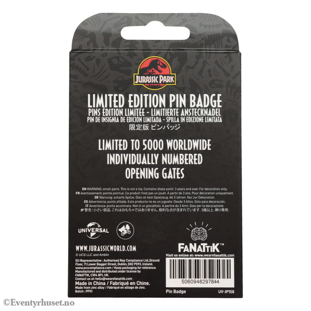 Jurassic Park Pin Badge Gates Hinged Fashion & Accessories