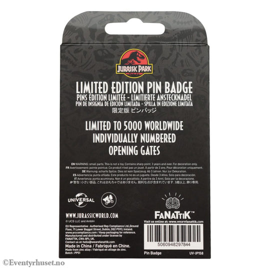 Jurassic Park Pin Badge Gates Hinged Fashion & Accessories