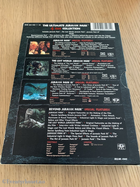 Jurassic Park - The Ultimate Collection. Dvd Samleboks På 4 Disker.