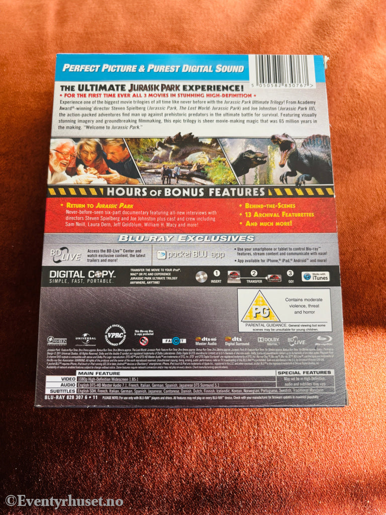 Jurassic Park Ultimate Trilogy. Blu-ray Disc. Samleboks!