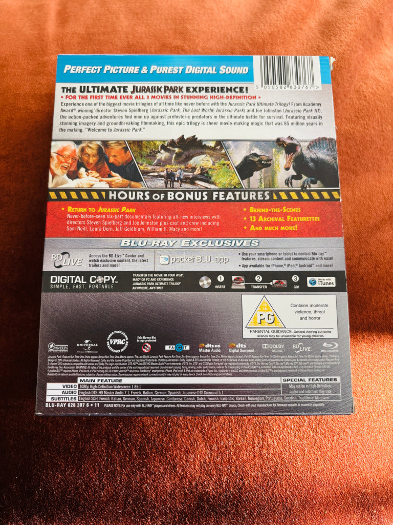 Jurassic Park Ultimate Trilogy. Blu-ray Disc. Samleboks!