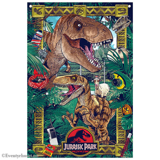 Jurassic Park Wall Banner Flag 125x85 cm. Mint In Sealed Box (MISB)! Leker