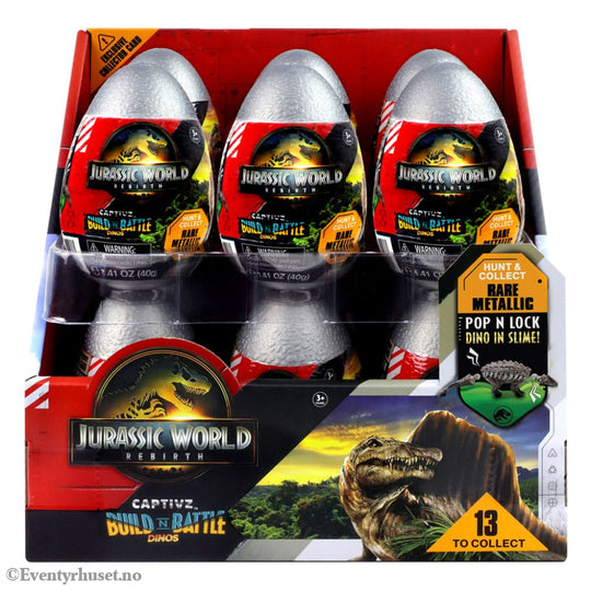 Jurassic World Rebirth Pop N Lock Breach Blind Box Captivz Build n Battle Dinos Display (12) Collectibles