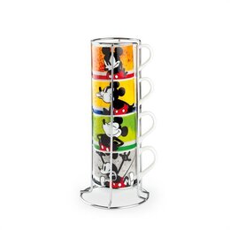 SET 4 STACKABLE COFFEE CUPS+ METALRACK. ML. 80