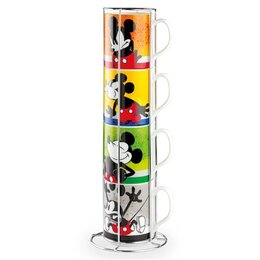SET 4 STACKABLE MUGS+ METALRACK. ML. 350
