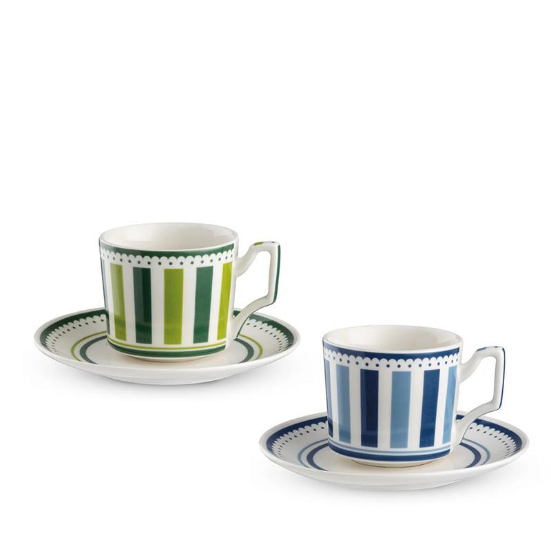 COFFEE CUPS W/SAUCERS 2 PC. SET MIXED (BLUE/GREEN) NOTTING HILL. 100 ML.