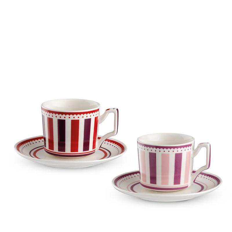 COFFEE CUPS W/SAUCERS 2 PC. SET MIXED (PINK/BURGUNDY) NOTTING HILL. 100 ML.