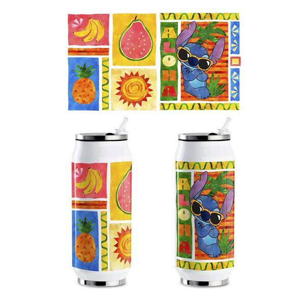 WATER BOTTLE TIN STITCH ALOHA SQUARES. 400 ML.