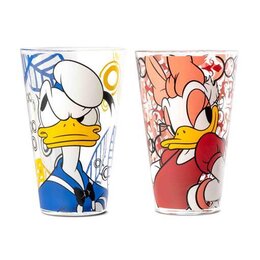 GLASS DONALD & DAISY SET 2 PCS. ML. 310