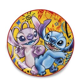 SERVING PLATE, STITCH & ANGEL, YELLOW. D 30,5 CM.