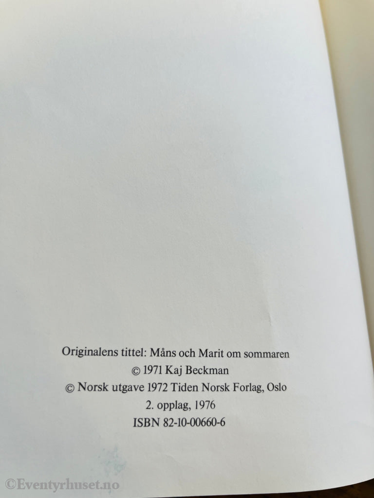 Kaj Beckman. Mons og Marit på ferie. Bok.