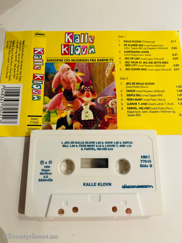 Kalle Klovn. 1990. Sangene Og Musikken Fra Barne-Tv. Kassett. Kassett (Mc)