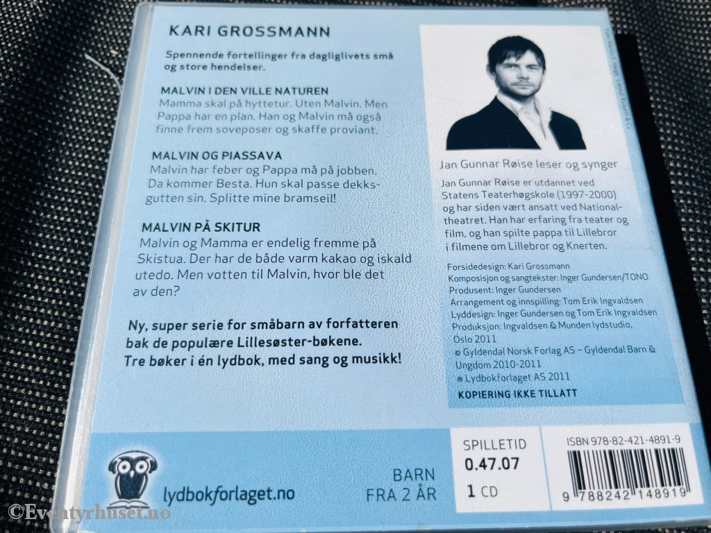Kari Grossmann. 3 Bøker Om Malvin - 1 Lydbok. Lydbok På Cd.