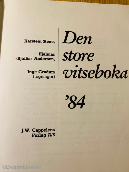 Karstein Sten Hjalmar Hjallis Andersen Og Inge Grødum. Den Store Vitseboka 1984. Fortelling