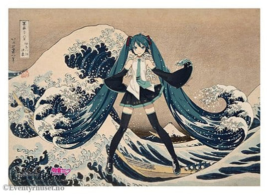 Katsushika Hokusai x Hatsune Miku Acrylic Panel Thirty-six Views of Mount Fuji The Great Wave off Kanagawa 30 cm Manga