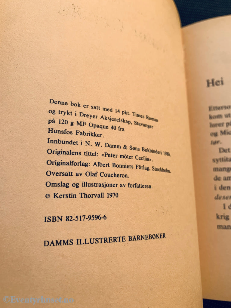 Kerstin Thorvall. Peter møter Cecilia. Bok.